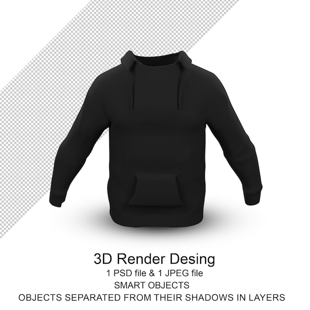 sweater z kapturem sweatshirt 3d rendering izolowany na przezroczystym tle