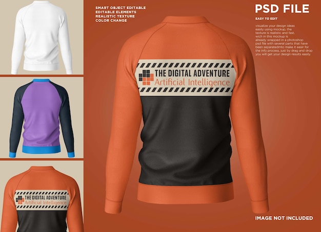 PSD mockup del maglione raglan a maniche lunghe