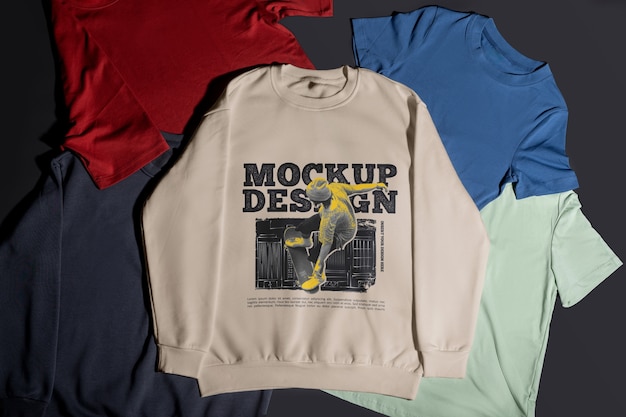 PSD sweatshirt and t-shirt mockup design