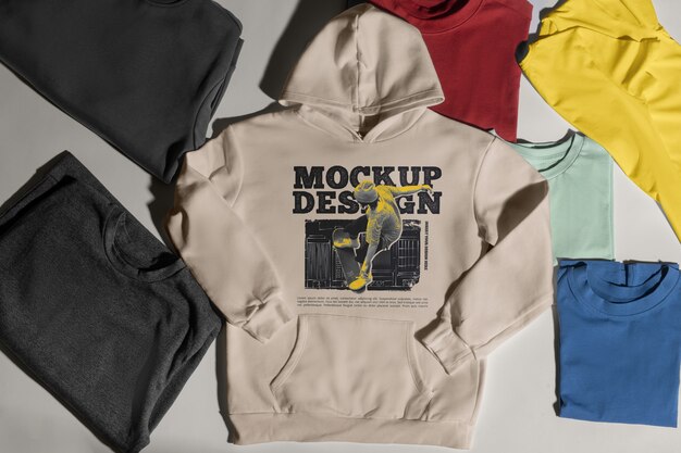 Sweatshirt and t-shirt mockup design