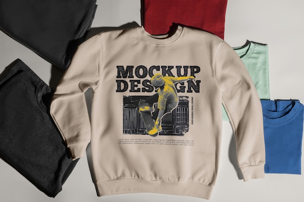 Sweatshirt and t-shirt mockup design