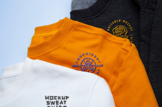 Sweatshirt with embroidery mockup