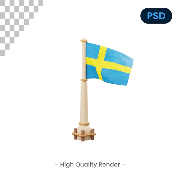 PSD sweden flag 3d icon