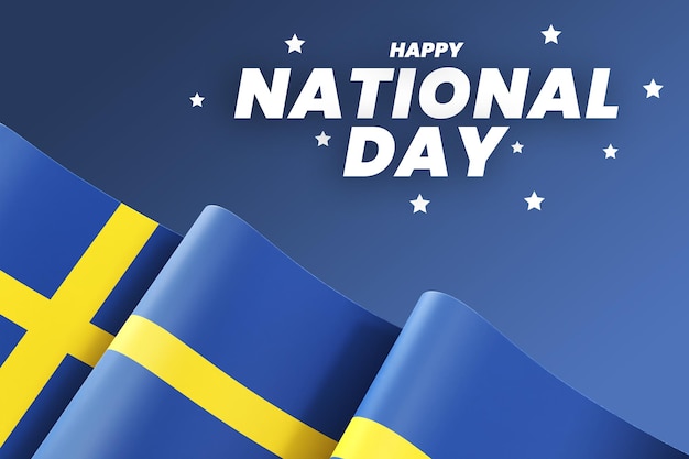 PSD sweden flag design national independence day banner editable text and background