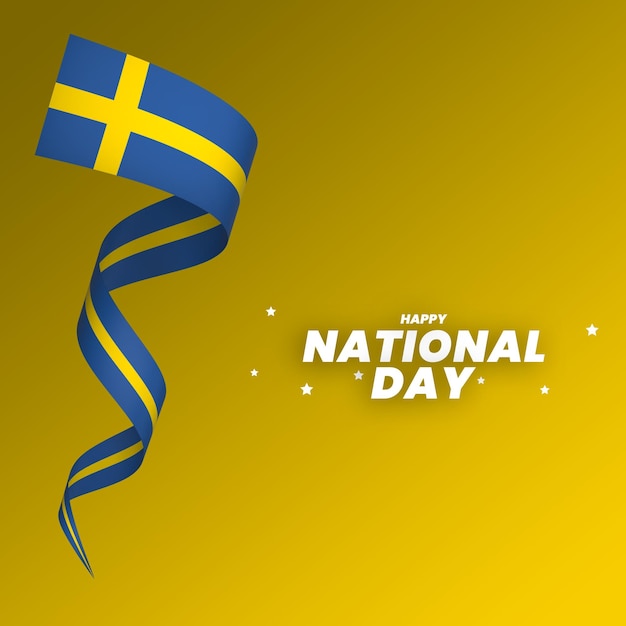 Sweden flag element design national independence day banner ribbon psd