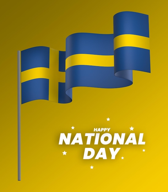 PSD Шведский флаг элемент дизайна национальный день независимости баннер лента psd