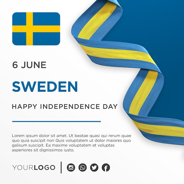 PSD sweden national independence day celebration banner national anniversary social media post template