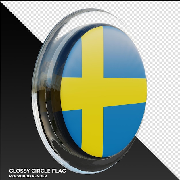 PSD sweden0003 bandiera del cerchio lucido testurizzato 3d realistico