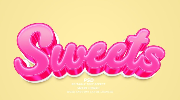 PSD sweet 3d editable text effect photoshop template