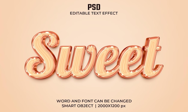 PSD sweet 3d editable text effect premium psd with background