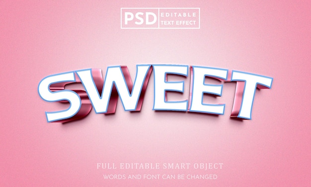 PSD sweet 3d editable text effect premium psd
