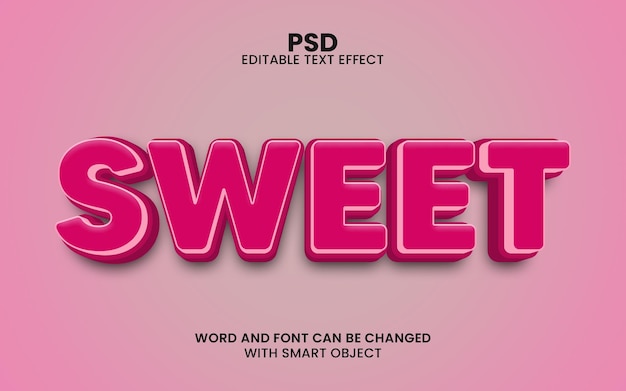 sweet 3d editable text effect psd with background