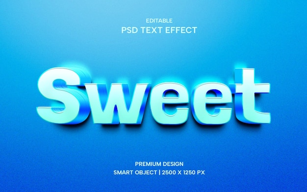 Dolce effetto testo psd luminoso 3d