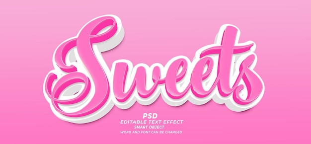 PSD sweet 3d psd editable text effect template