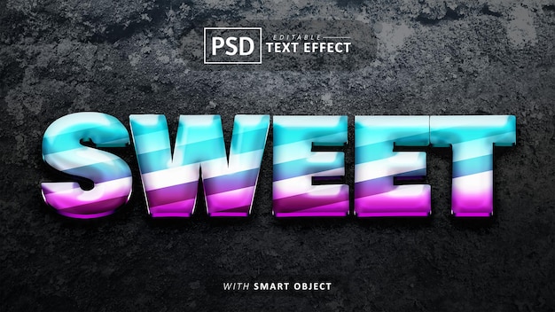 Sweet 3d text effect editable