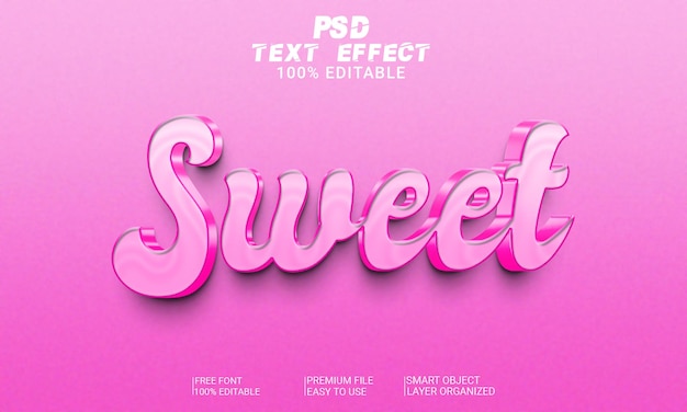 Sweet 3d text effect psd file