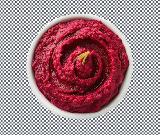 sweet beetroot hummus isolated on transparent background