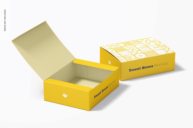 Sweet boxes mockup, geopend en gesloten