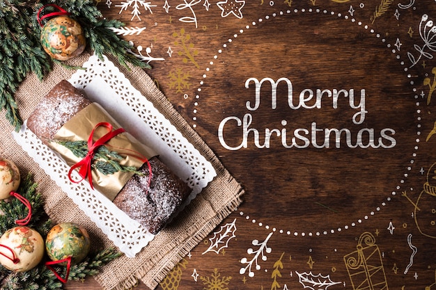 sweet bread on tray prepared for christmas