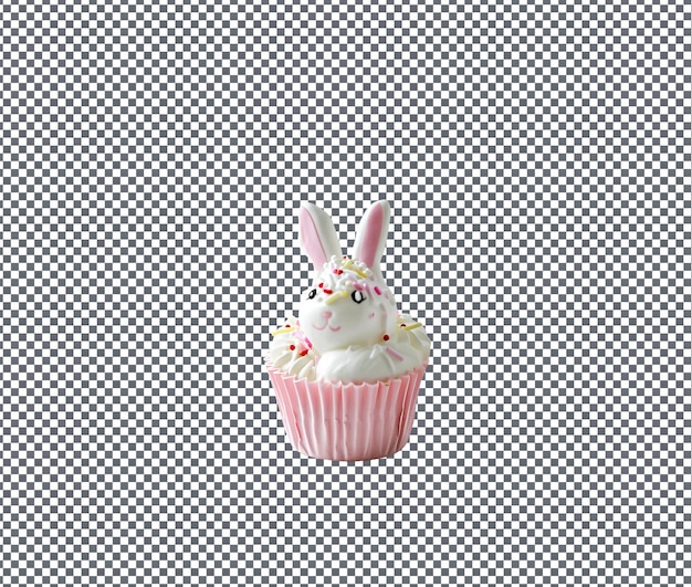 PSD sweet bunny shaped cupcake holders isolated on transparent background