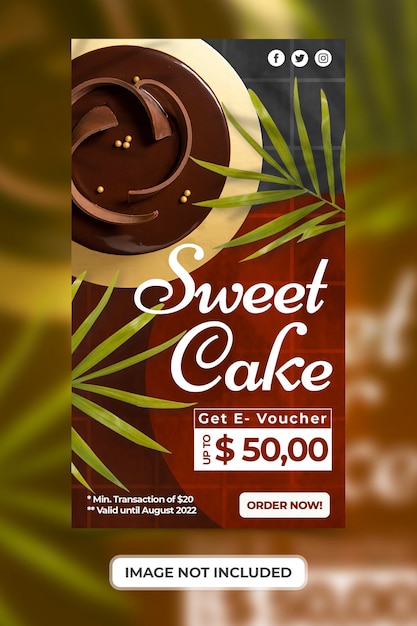 Promozione del menu della torta dolce con il modello di banner delle storie di instagram dei social media