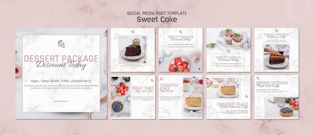 PSD sweet cake shop social media post template