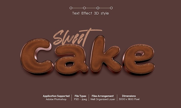 Sweet cake text effect with 3d font style