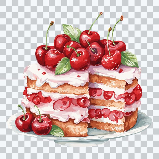 Sweet cake with berries transparent background