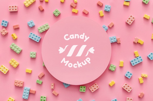 sweet candies arrangement with mock-up