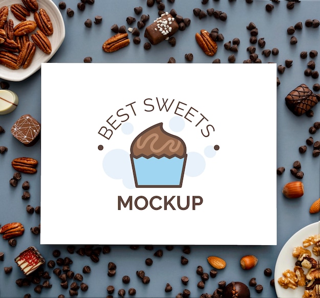 sweet candies composition with mock-up