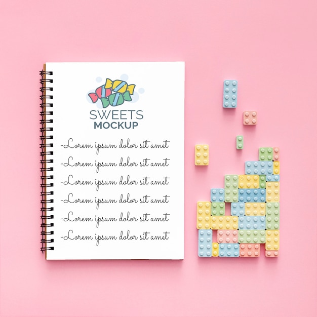 sweet candies composition with mock-up