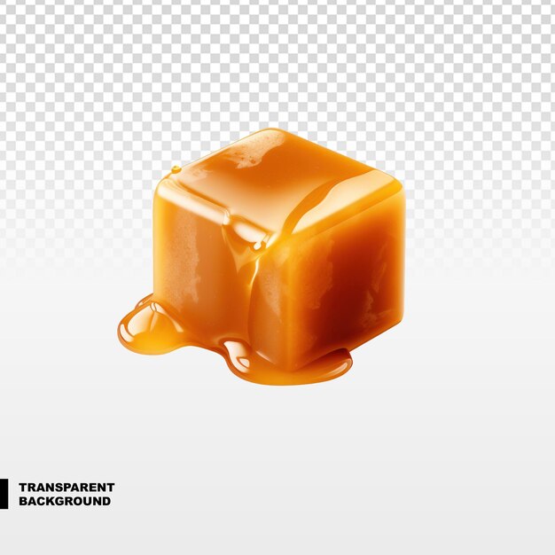 Sweet caramel candy with topping isolated on transparent background