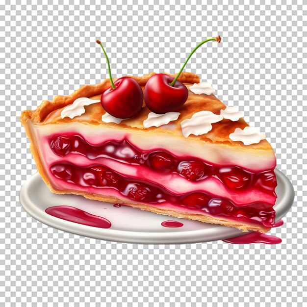 PSD sweet cherry cake isolated transparent background