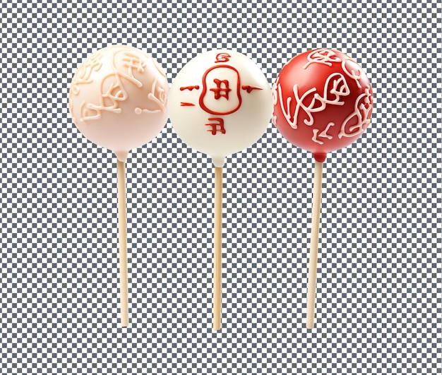 PSD sweet chinese calligraphy cake pop isolated on transparent background