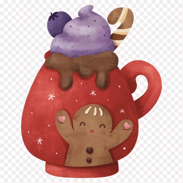 PSD sweet christmas drink illustration