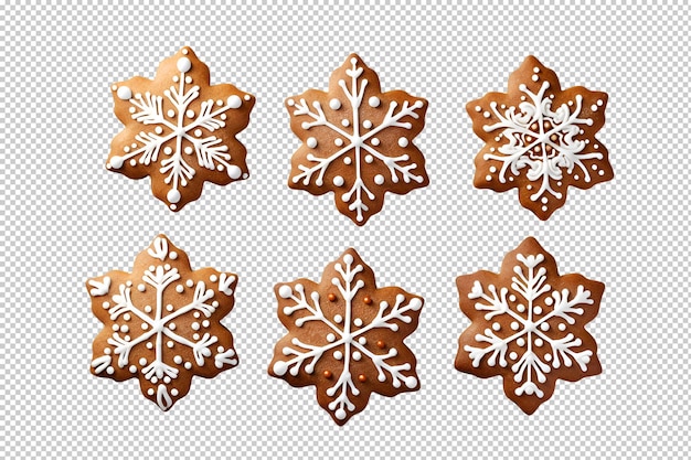 sweet christmas gingerbread set on isolated transparent background