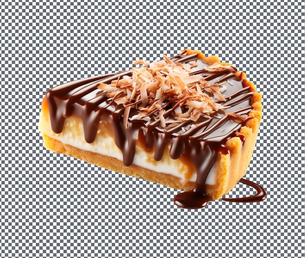 PSD sweet coconut caramel tart isolated on transparent background