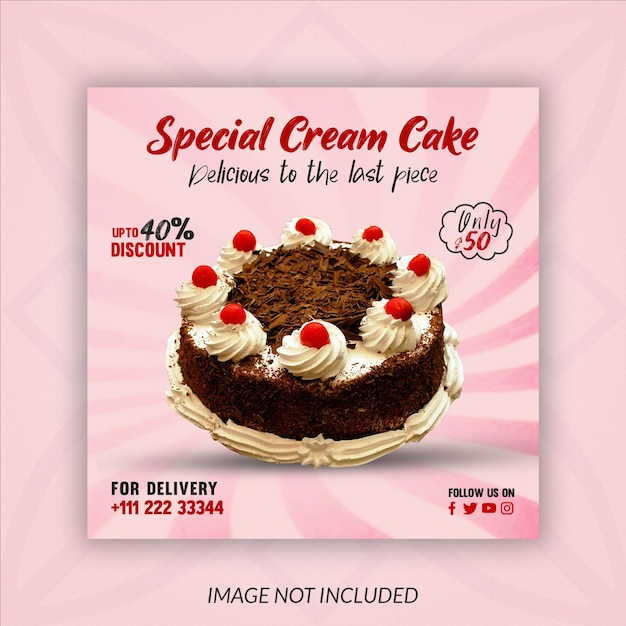 PSD sweet cream cake social media ads psd template