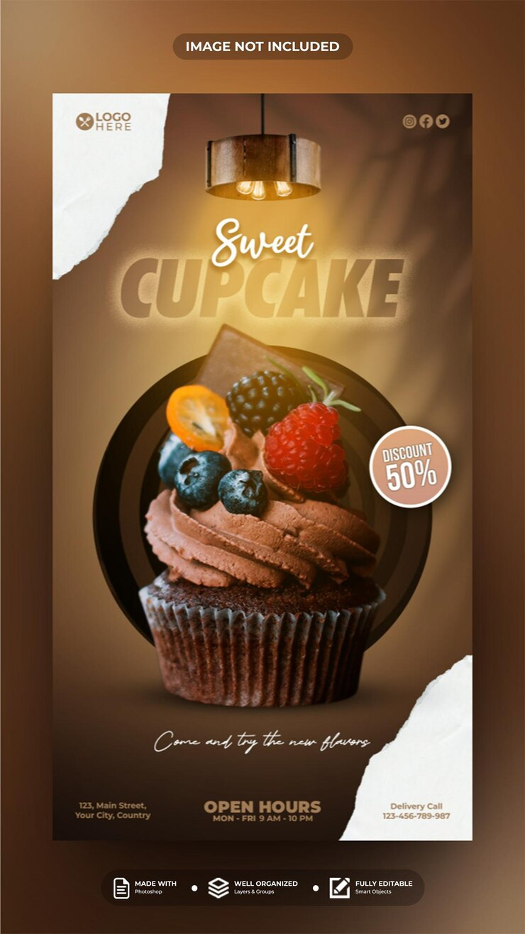 Sweet cupcake social media post story template