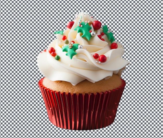 PSD sweet cupcake with christmas isolated on transparent background