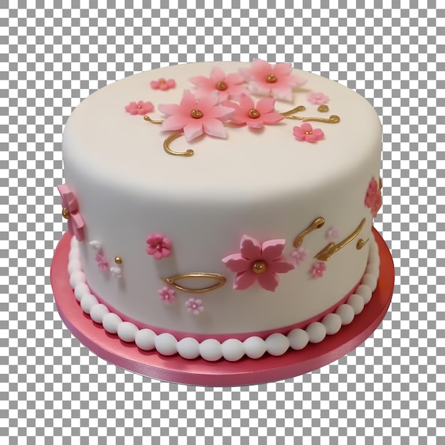 PSD sweet decorated fondant cake on transparent background