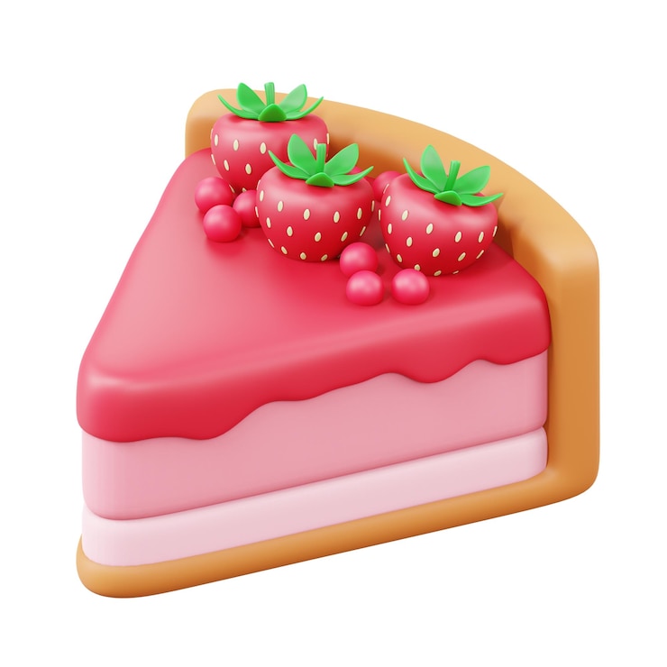 PSD 甜美而美味的草蛋糕 3d 插圖