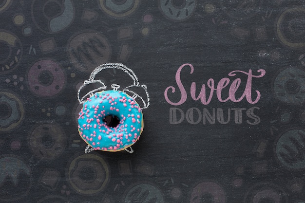 PSD sweet donut with mock-up