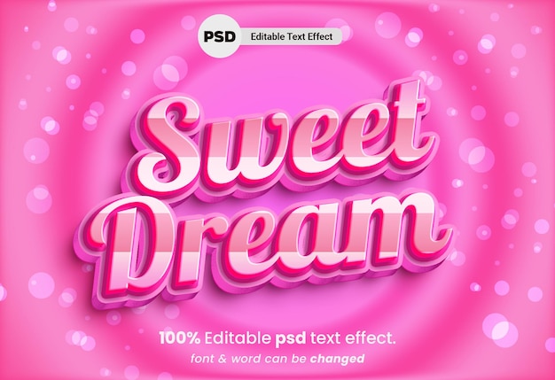 Sweet Dream 3d редактируемый текстовый эффект PSD
