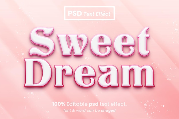 Глянцевый редактируемый 3d-текстовый эффект sweet dream