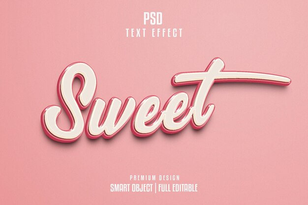 PSD sweet editable 3d text effect template