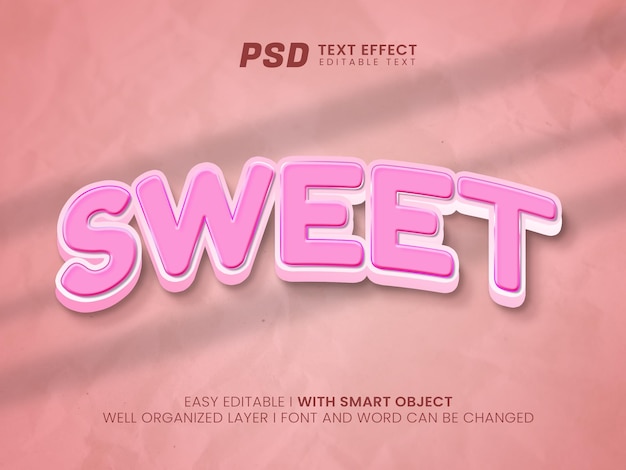 Sweet editable text effect mockup template Premium Psd