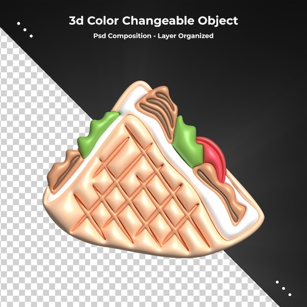 Dolce fast food colorato lucido rendering 3d icona realistica