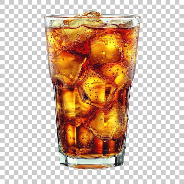 Sweet iced tea in a glass isolated on transparent background