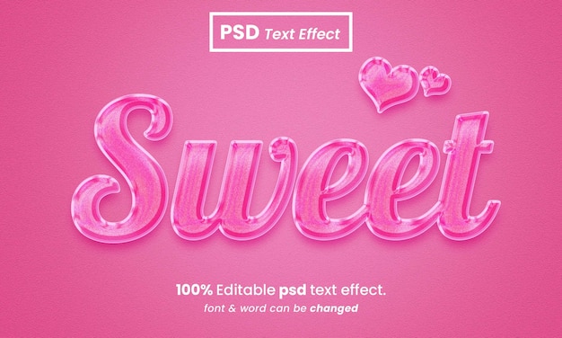 Sweet lovely 3d text effect editable psd text effect